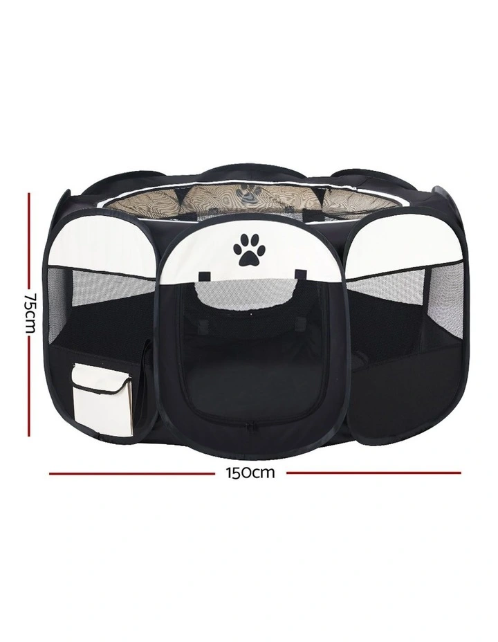 Pet Playpen Enclosure 8 Panel 3XL Tent in Black