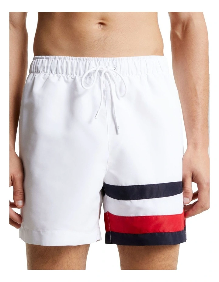 Global Stripe Flag Medium Swimshort in The Optic White