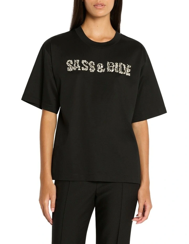 Crystal Cut Logo Tee in Black