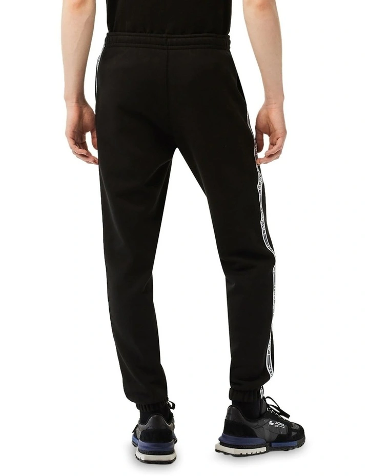 Logo Tape Fleece Trackpant in Black