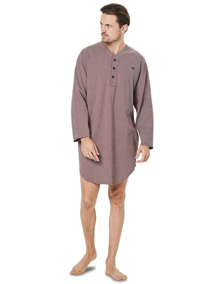 Long Sleeve Stripe Nightshirt in Red