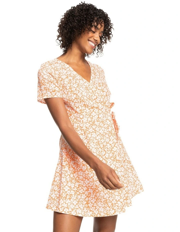 Short Sleeve Wrap Dress in Tangerine Pretty
