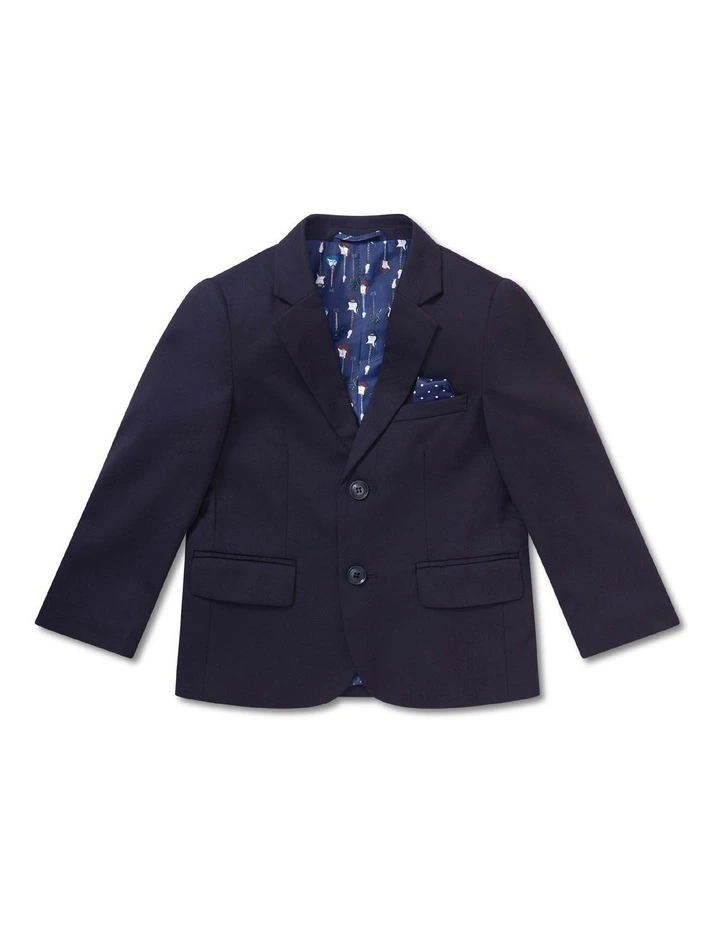 Youth Fit Plain Stretch Twill Suit Jacket in Ink