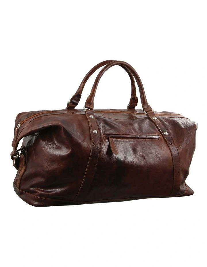 Rustic Leather Business/Overnight Bag in Cognac