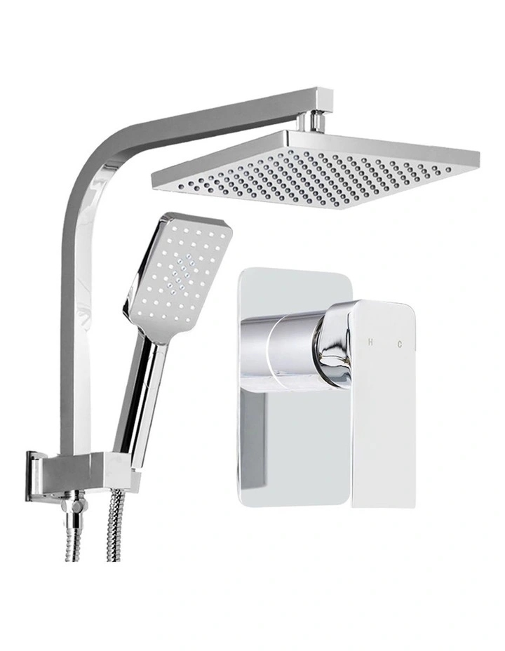 8 Inch Handheld Round High Pressure Rain Shower Head Set Mixer Tap in Chrome