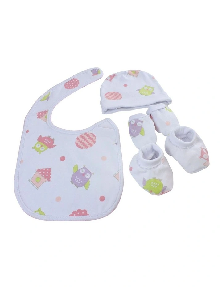 Owl 4-Piece Newborn Layette Set Pink