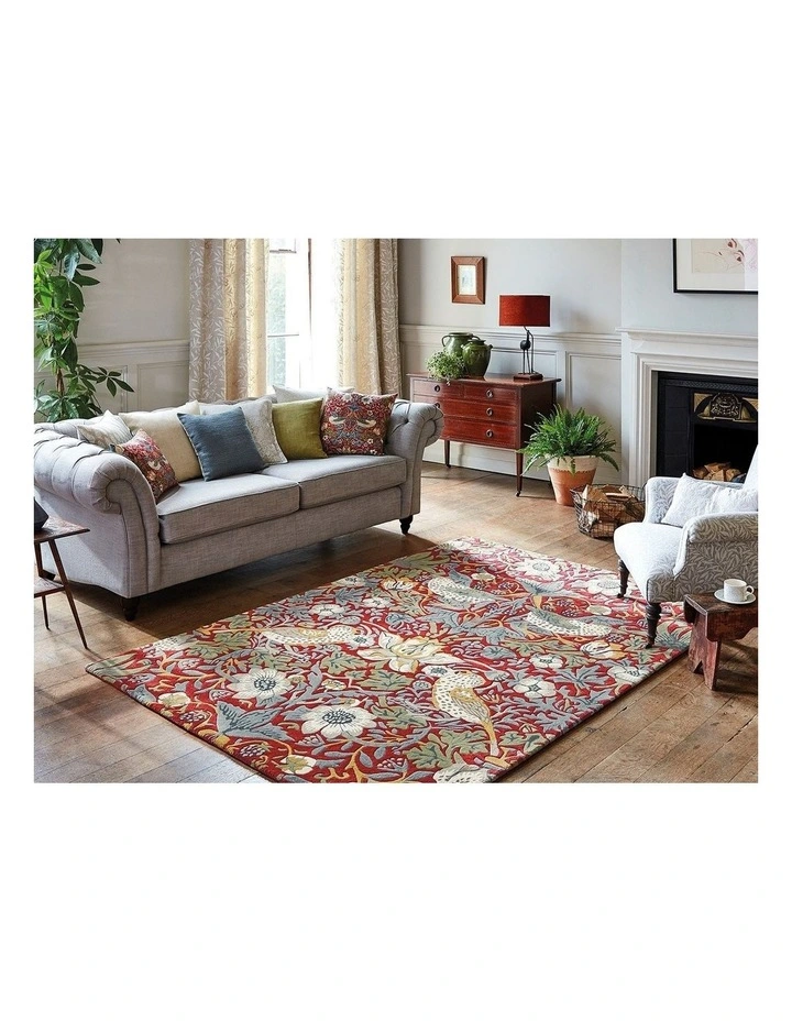 Morris & Co Strawberry Thief Crimson Rug