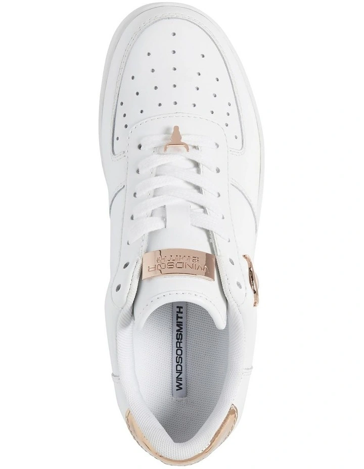 Leather Flatform Sneaker in Rich White/Rose Gold