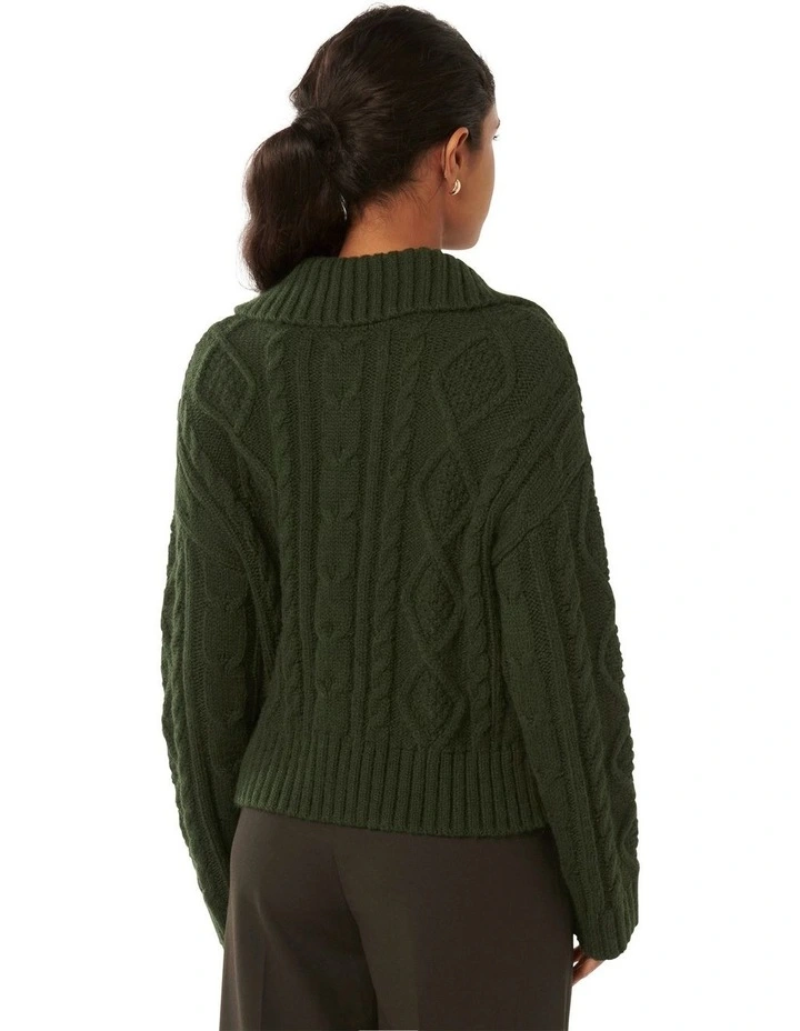 Adelaide Cabled Knit Jumper in Green