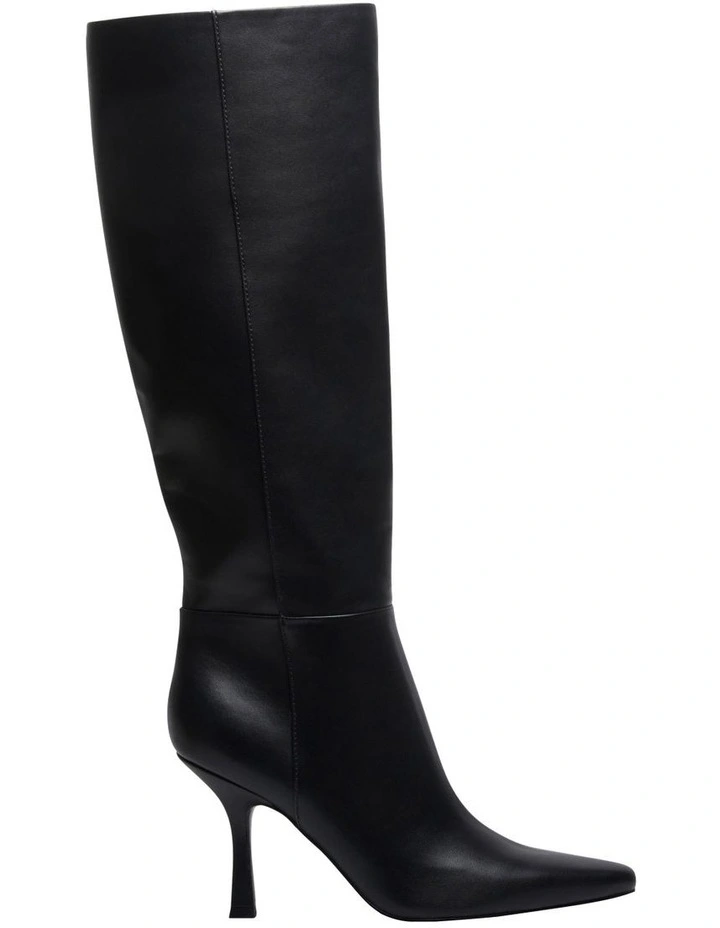 Vens Knee High Heeled Boot in Black