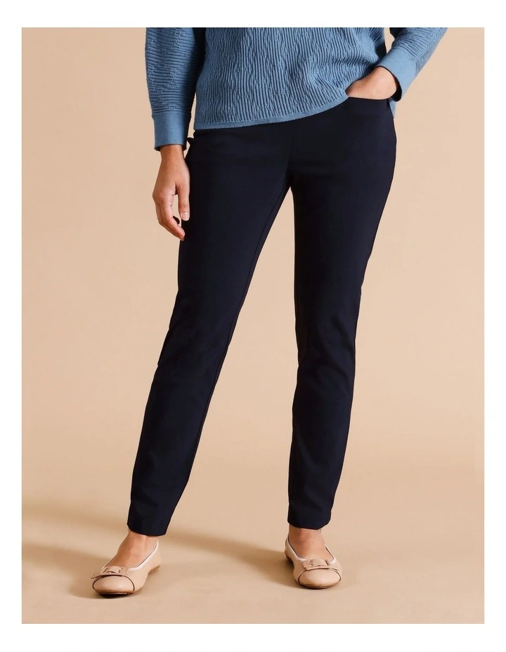 Sustainable Viscose Blend Wardrobe Staple Slim Pant In Navy