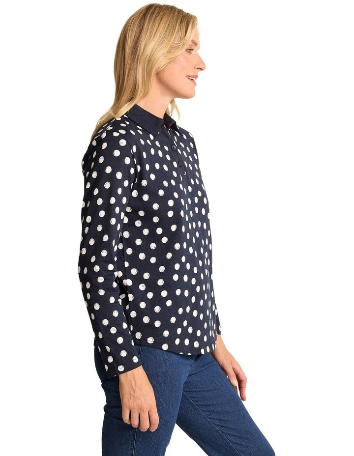 Gael 3/4 Sleeve Polo Shirt in Ink