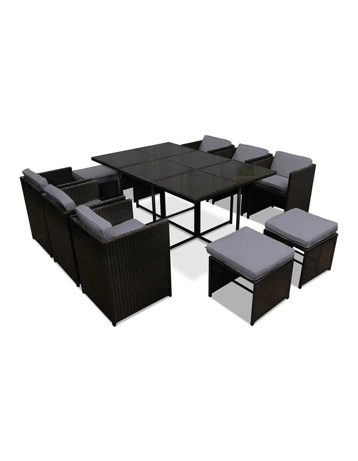 11 Piece PE Wicker Outdoor Dining Set