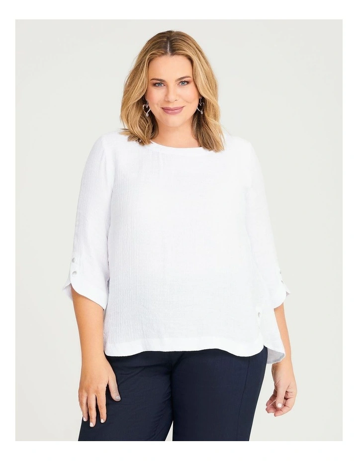 Amelie Natural Crinkle Top in White
