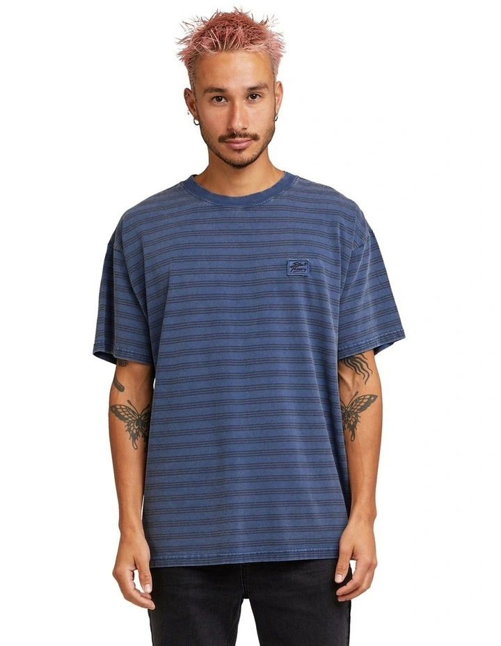 Overdyed Stripe Tee in Navy