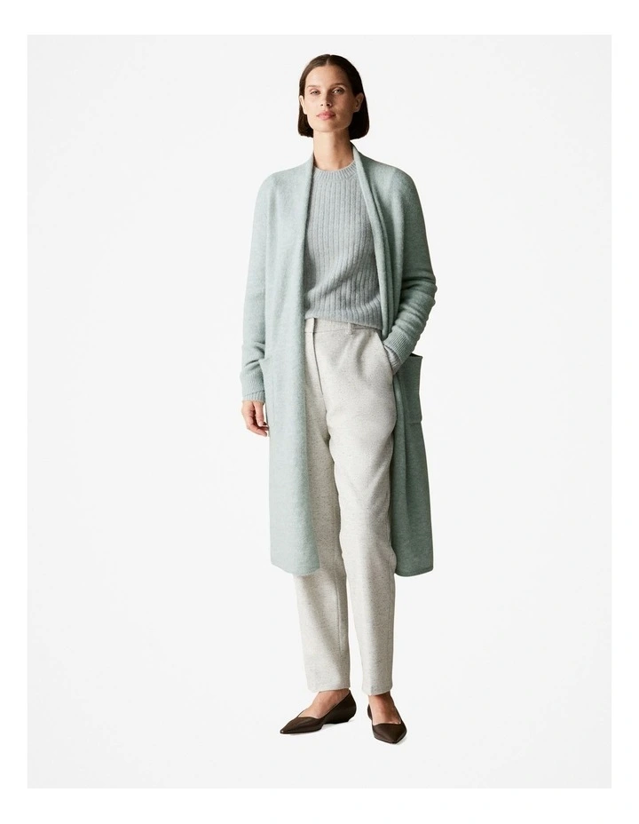 Alpaca Merino Blend Longline Cardigan in Pastel Green