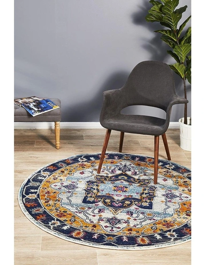 Babylon 201 Rust Round Rug In Multi