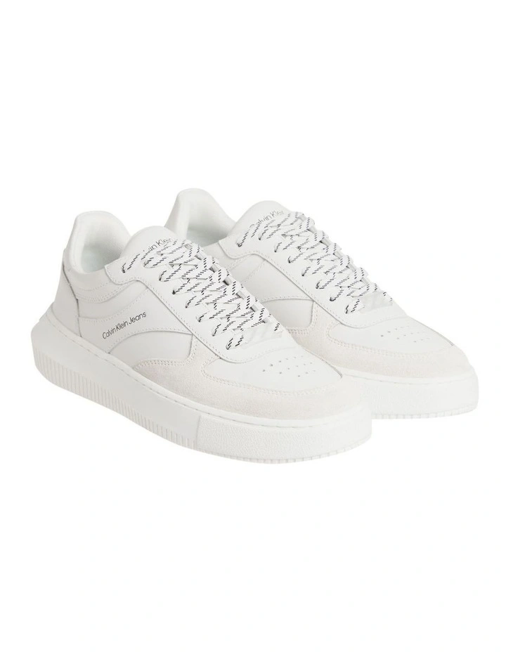 Chunky Leather Cupsole Sneaker in Bright White