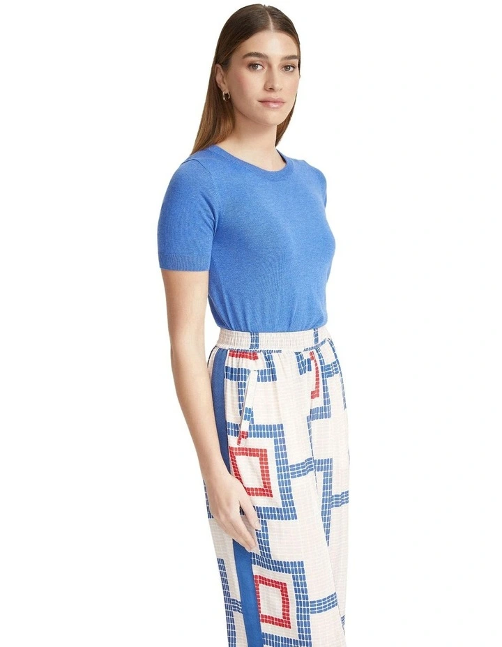 Grace Cashmere Blend Knitted Top in Blue