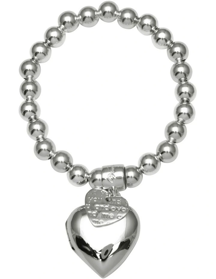 Von Treskow Sterling Silver Stretchy Bracelet with Heart Locket in Silver