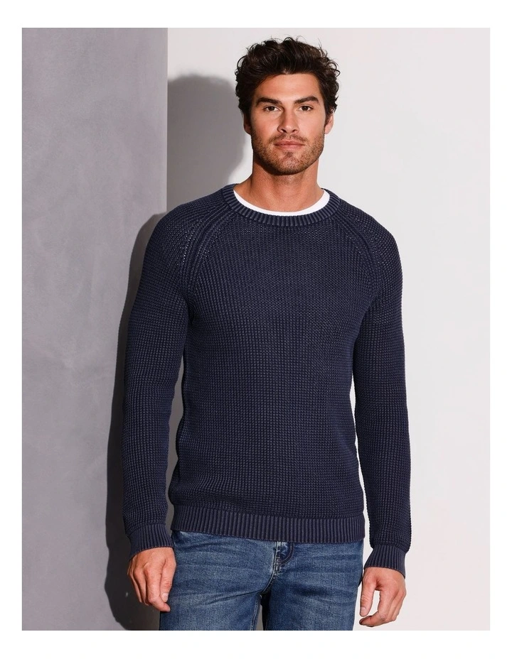 Falcon Fisherman Crew Knit Indigo