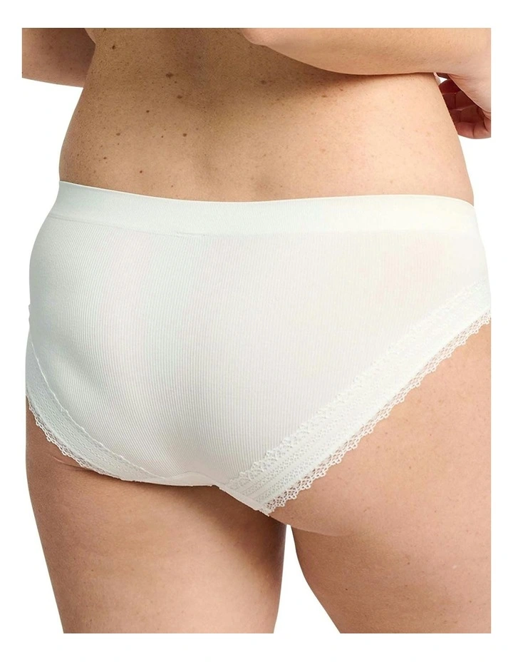 Agathe Ribbed Lace Trim Classic Brief in Ivory