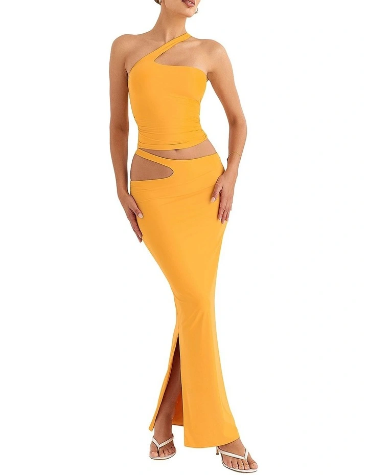 Cutout Maxi Skirt in Tangerine