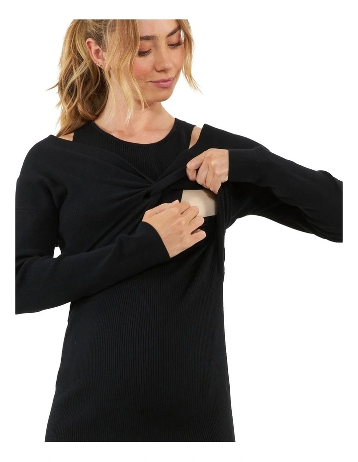 Dayna Nursing Knit Dress in Black