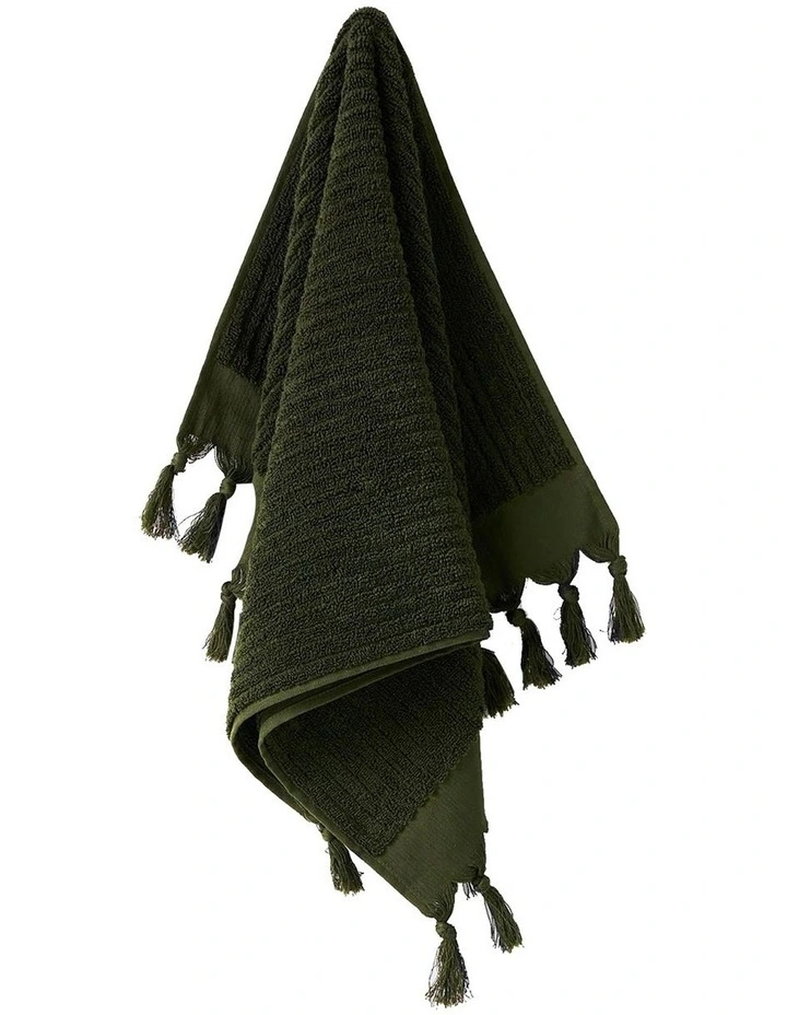 Paros Rib Bath Towel Set in Olive Night