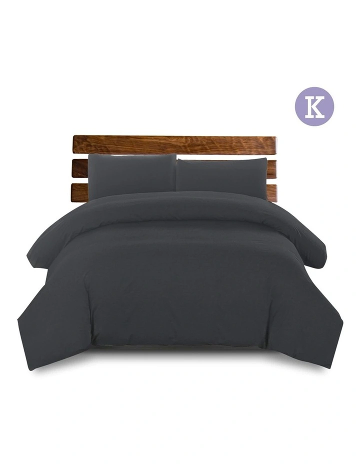 King Quilt Cover Classic Set in Black
