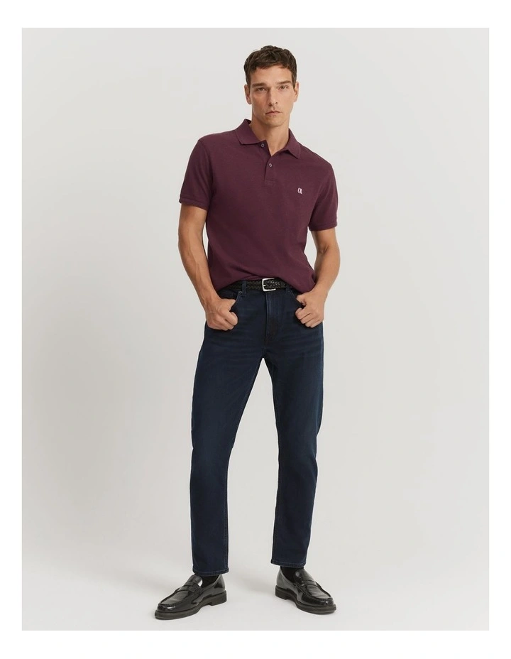 Verified Australian Cotton Pique Polo in Plum Marle