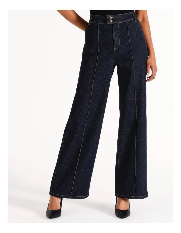 Recycled Cotton Blend Wide Leg Jeans in Indigo