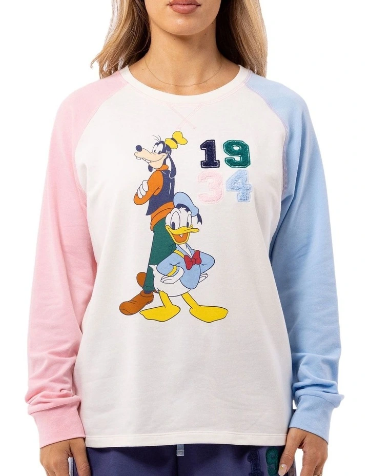 Mickey and Friends Donald & Goofy 1934 Long Sleeve Sleep Tee in Cream