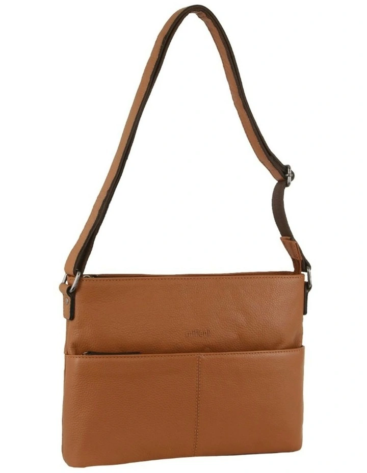 Nappa Leather Square Cross-Body Bag in Cognac