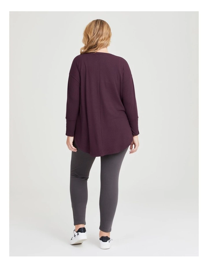 Rib Hi-Lo Top in Merlot