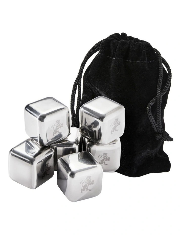 Cocktail & Co Reusable Ice Cubes Set of 6 Stainless Steel Gift Boxed