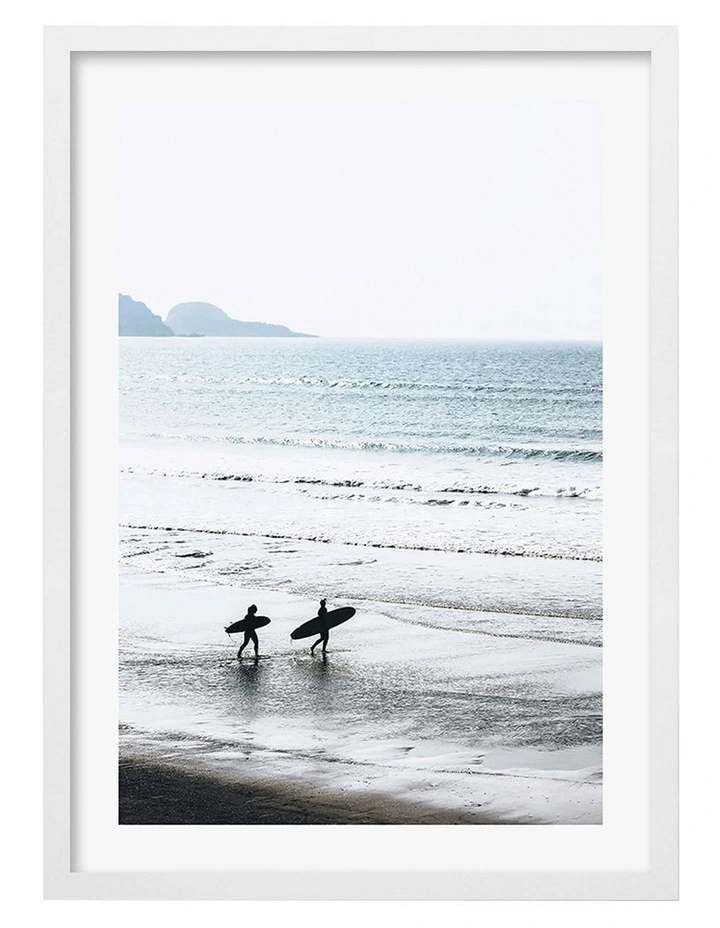 Australian Made Morning Surf Art Print A2 in White Frame