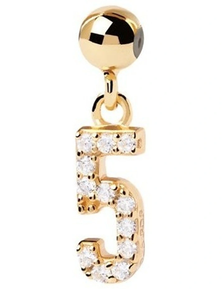 Number 5 Charm in Gold