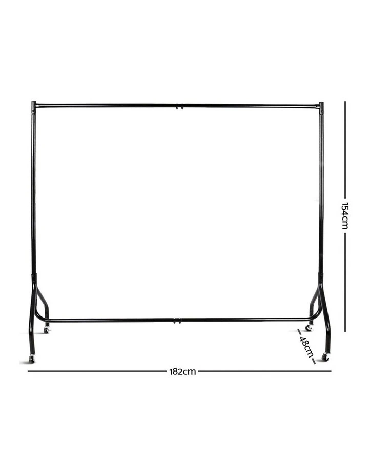 6Ft Metal Garment Display Rail Black