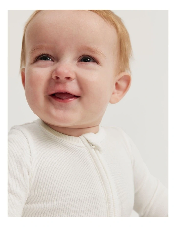 Organically Grown Cotton Rib Jumpsuit in White