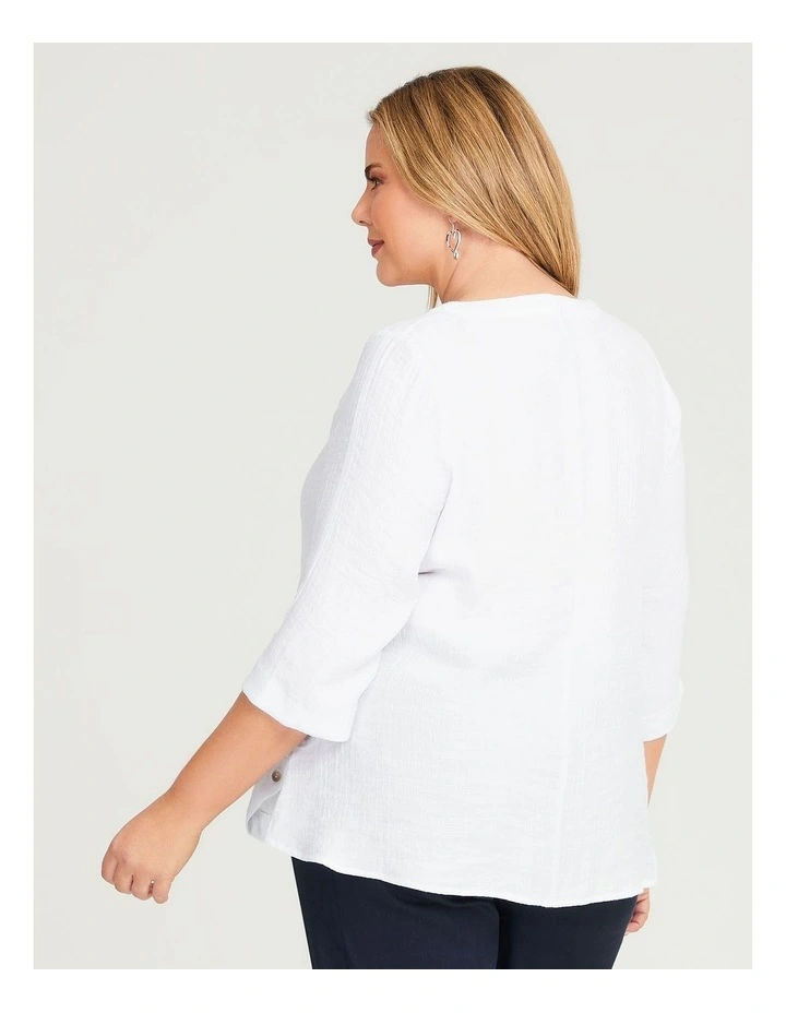 Amelie Natural Crinkle Top in White