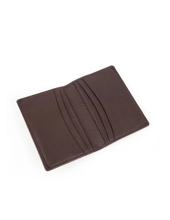 Beauley RFID-Blocking Pebble Grain Leather Credit Card Holder in Chocolate