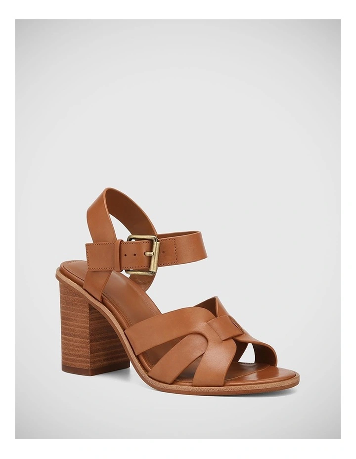 Fliss Leather Sandal in Dark Cognac