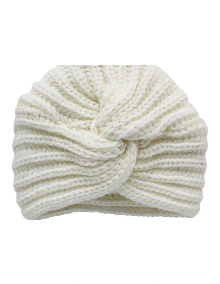 Twist Knit Turban in White