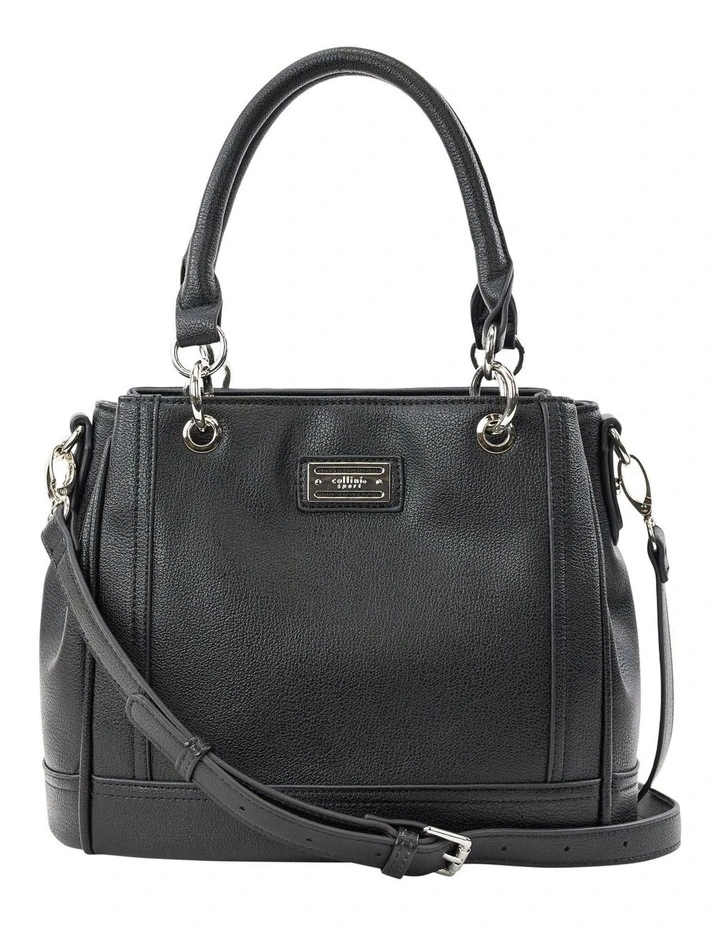 Zoe Zip Top Satchel Bag In Black