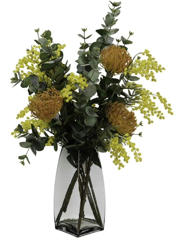 72cm Leucospermum and Mimosa Arrangement Artificial Flowers in Multi