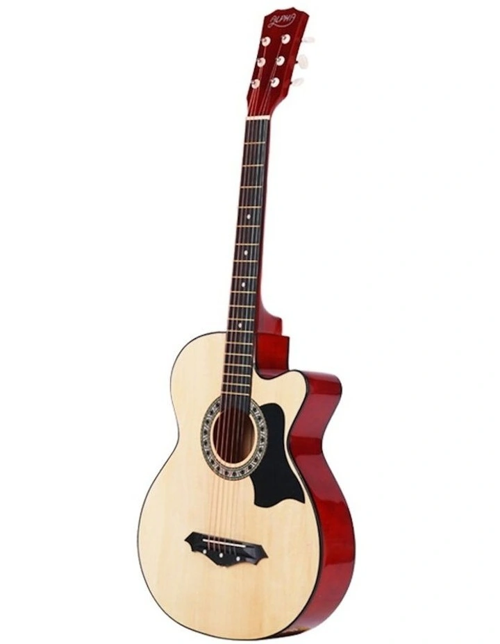 38 Inch Acoustic Guitar Wooden Body Steel String Full Size With Wood Stand
