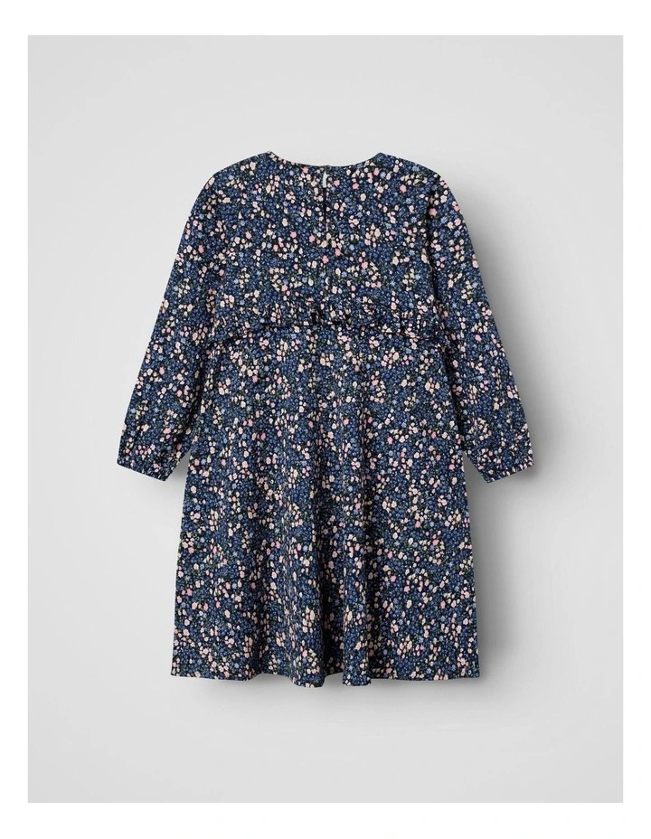 Vifine Long Sleeve Floral Dress in Dark Sapphire