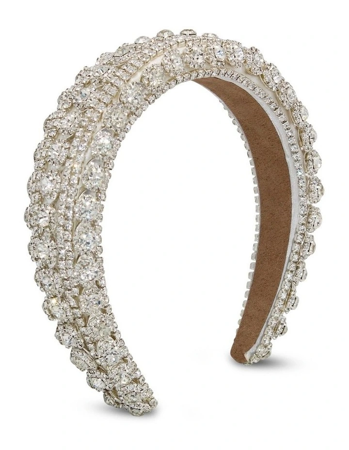 Avah Headband in White/Silver