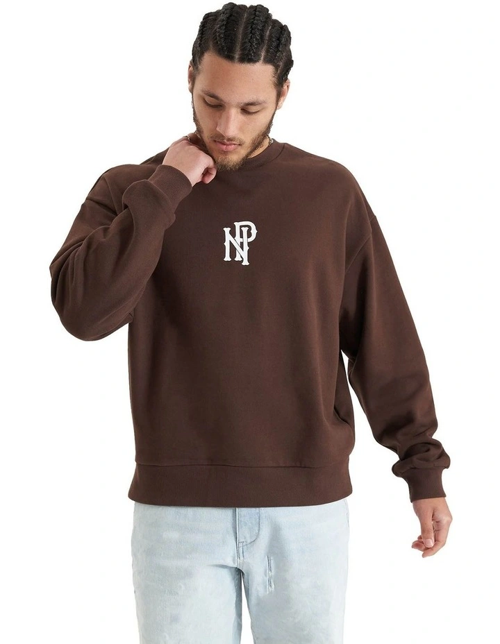 Exposed Heavy Box Fit Sweater in Shaved Chocolate